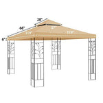 Replacement 10'X10'Gazebo Canopy top Patio Pavilion Cover Sunshade plyester Double Tiers-Taupe