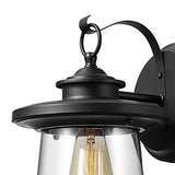 Globe Electric Bowery 1-Light Outdoor Indoor Wall Sconce, Matte Black, Clear Glass Shade 44176