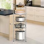 Pot and Pan Organizer, Lifinity 5-Tier Pot Rack Heavy Duty Cookware Stand for Kitchen Organization and Storage Free-Standing Kitchen Organizer for Pot and Pan, Stainless Steel (38.6''Tall)