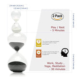 Hourglass Sand Timers-Set of 2 for Home & Office Decoration-60 Mins/5 Mins or 30Mins/5 Mins (30 Mins+5 Mins, Black)