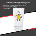 Se7en20 Official Gudetama The Lazy Egg Pint Glass | Features Gudetama's Back in a Cute Lazy Style | 16 Oz. Cup