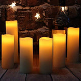 Homemory Flameless Battery Operated Candles Set of 6(D2.2"x H 5" 6" 7" 8"), Ivory Real Wax Pillar LED Candles with Remote Timer, Amber Yellow Flickering Flameless Candles for Home Decoration