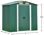 CrownLand outdoor storage shed 4x7 FT tool house garden backyard with roof green white