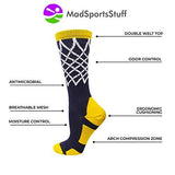 MadSportsStuff Elite Basketball Socks with Net Crew Length - Made in The USA