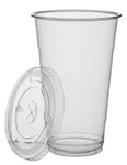 Clear Plastic Cups with Lids | 24 oz, 100 Pack | PET Cold Smoothie Cups | Iced Coffee Cups | Disposable Cups with Lids | To Go Cups