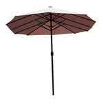 Outsunny VD-3454OPBE Crank-Tan 15' Double-Sided Twin Outdoor Market Patio Umbrella with Cran, L x 8.85'W x 7.9'H