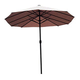 Outsunny VD-3454OPBE Crank-Tan 15' Double-Sided Twin Outdoor Market Patio Umbrella with Cran, L x 8.85'W x 7.9'H