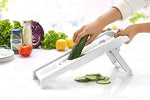 Mandoline Slicer w/ 5 Blades - Vegetable Slicer - Food Slicer - Vegetable Cutter - Cheese Slicer - Vegetable Julienne Slicer with 5 Surgical Grade Stainless Steel Blades (White)