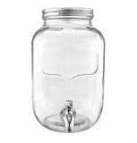 One Gallon Glass Mason Jar Beverage Dispenser w/Stainless Steel Spigot, Retro Yorkshire Style Jar, Clear Color