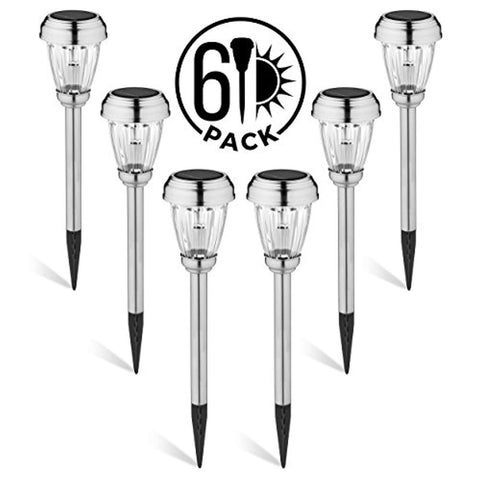 Set of 6 Solar Path Lights, Low Voltage, Wireless LED Solar Pathway Lights for Lawns, Gardens, Yards, Patios, More; Stainless Steel Pathway Lights to Brighten & Enhance The Look of Any Outdoor Space