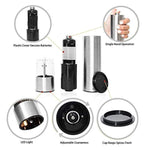 Electric Salt and Pepper Grinder Set | Battery Operated | Electronic Pepper Shakers (2) | Adjustable Coarseness Level | One Handed Use | Stainless Steel Mills | Automatic LED Light | Ma Maison Co