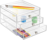 iDesign 3-Drawer Plastic Vanity Organizer, Compact Slim Storage Organization Drawers Set for Cosmetics, Dental Supplies, Hair Care, Bathroom, Dorm, Desk, Countertop, Office, 6.5" x 7" x 5", Clear