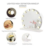 Tangkula Makeup Vanity Mirror with Light, Hollywood Style Mirror with Base Touch Screen High Definition Cosmetic Mirror with 10 LED Dimmable Bulbs 3 Color Lighting Modes, Tabletop Frameless Mirror