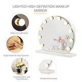 Tangkula Makeup Vanity Mirror with Light, Hollywood Style Mirror with Base Touch Screen High Definition Cosmetic Mirror with 10 LED Dimmable Bulbs 3 Color Lighting Modes, Tabletop Frameless Mirror