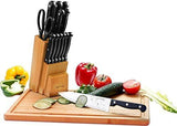 Knife Set with Wooden Block 13 Piece - Chef Knife, Bread Knife, Carving Knife, Utility Knife, Paring Knife, Steak Knife, and Scissors