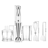 Immersion Hand Blender, Utalent 5-in-1 8-Speed Stick Blender with 500ml Food Grinder, BPA-Free, 600ml Container,Milk Frother,Egg Whisk,Puree Infant Food, Smoothies, Sauces and Soups - White