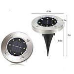 12 Pack Solar Powered Ground Lights, 8LED Solar Pathway Lights Solar Powered Disk Garden Light Solar Lawn Lights, Outdoor Waterproof Solar Patio Landscape Lighting for Deck Yard Walkway-White (12)