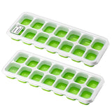 OMorc Ice Cube Trays 2 Pack, Easy-Release Silicone and Flexible 14-Ice Trays with Spill-Resistant Removable Lid, BPA Free LFGB Certified, Dishwasher Safe and Stackable Durable