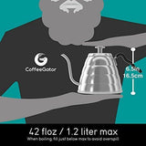 Coffee Gator Pour Over Kettle - With Gooseneck Spout and Thermometer (40floz)