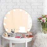 Tangkula Makeup Vanity Mirror with Light, Hollywood Style Mirror with Base Touch Screen High Definition Cosmetic Mirror with 10 LED Dimmable Bulbs 3 Color Lighting Modes, Tabletop Frameless Mirror