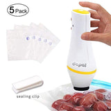 Handheld Vacuum Sealer, Dapai Automatic Cordless Mini Vacuum Sealer Kit with 5 Reusable Zipper Bags,1 Bag Sealing Clip USB Rechargeable Small Kitchen Machine for Food Preservation