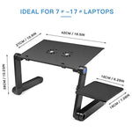 CNDT Adjustable Standing Laptop Desk Stand Table Portable Aluminum Lap Riser Holder with Dual-Cooling Fans for Bed Couch Sofa (Black)