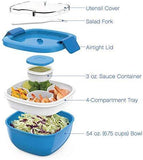 Bentgo Salad BPA-Free Lunch Container with Large 54-oz Salad Bowl, 3-Compartment Bento-Style Tray for Salad Toppings and Snacks, 3-oz Sauce Container for Dressings, and Built-In Reusable Fork (Purple)