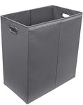 Sorbus Laundry Hamper Sorter with Lid Closure – Foldable Double Hamper, Detachable Lid and Divider, Built-in Handles for Easy Transport - Double (Grey)