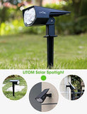 LITOM 12 LED Solar Landscape Spotlights, IP67 Waterproof Solar Powered Wall Lights 2-in-1 Wireless Outdoor Solar Landscaping Lights for Yard Garden Driveway Porch Walkway Pool Patio 2 Pack Warm White