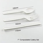 100% Eco-Friendly Compostable Cutlery Set - 300 Pieces (100 Forks | 100 Spoons | 100 Knives) - Durable Disposable Utensils Made from Renewable Plant-Based Resources