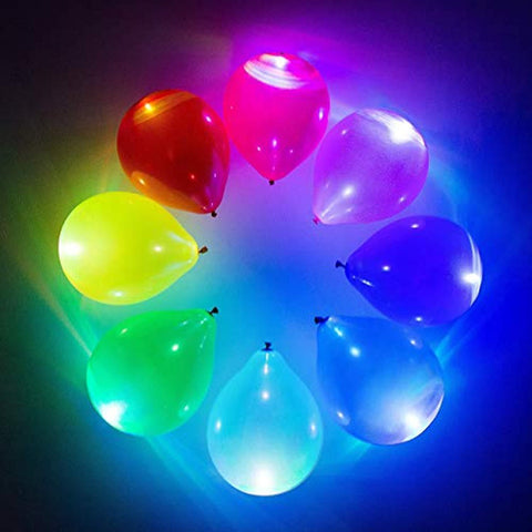 Dusico Flashing LED Light Up Party Balloons (30 Pack), Rainbow Glow in The Dark Neon Lights Assorted Colors Changing, for Helium Or Air Use, Strong Latex, 12 Inches, Lasts 12-24 Hours