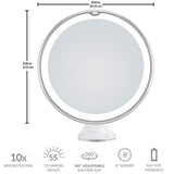 London Luxury 10X Magnifying Makeup Mirror | Lighted Makeup Mirror With 20 LEDs | 8" Wide | Travel Vanity Mirror Is Compact | Suction Cup With 360 Rotation | Battery Operated...