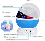 Kingtoys Moon Star Projector,Baby Night Lights， Romantic LED Night Light, 360-degree Rotating 4 LED Bulbs,Suitable for Parties, Children's bedrooms or to be Christmas Gifts.