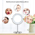 Benbilry Lighted Makeup Mirror - LED Double Sided 1x/10x Magnification Cosmetic Mirror,7 Inch Battery-Powered 360 Degree Rotation Vanity Mirror with On/Off Push-Button