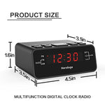 Alarm Clock Radio, Digital Alarm Clock with AM/FM Radio, Sleep Timer, Dimmer, Snooze, 0.6” Digital LED Display and Battery Backup Function