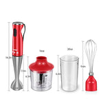 Electric Hand Immersion Blender, 4-in-1 Hand Mixer with 500ml Food Chopper, 600ml Beaker, Balloon Whisk, Stainless Steel Blending Shaft by Comfee