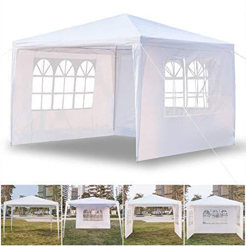 civilys White Outdoor Gazebo Canopy Tent, Party Tent Gazebo Wedding BBQ Beach Tent Waterproof Sun Shelter (10' x 10' with 4 Sidewalls)