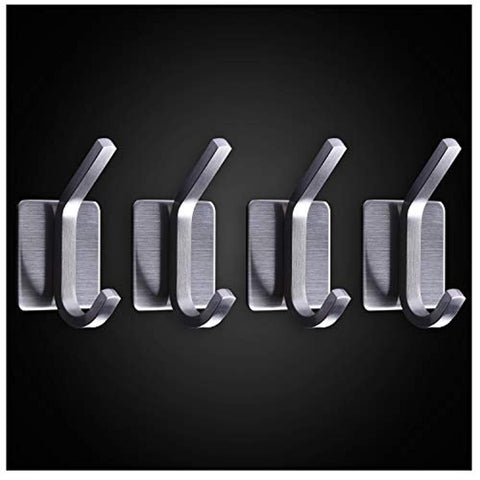 Taozun Towel Hooks Self Adhesive Coat Robe Hooks Bathroom Sticky Hanging Wall Hook Stainless Steel Brushed, 4 Pack