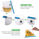 Conscious Kitchenware Eco Friendly Reusable Silicone Food Storage Bags 1x Large 50oz + 3x Small 30oz - Airtight Seal Keeps Food Fresh - FDA-Approved Reusable Snack, Sandwich, Sous Vide & Freezer Bag