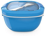 Bentgo Salad BPA-Free Lunch Container with Large 54-oz Salad Bowl, 3-Compartment Bento-Style Tray for Salad Toppings and Snacks, 3-oz Sauce Container for Dressings, and Built-In Reusable Fork (Blue)