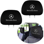 Fubai Auto Parts 2Pack for Mercedes Benz Embroidered Black Gray Fabric Headrest Cover Set (Mercedes-Benz)