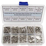 HVAZI #2-56 UNC Stainless Steel Phillips Flat Head Machine Screws Nuts Assortment Kit