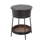 Outsunny Outdoor Patio Rattan Wicker Ice Bucket Cooler with Lid