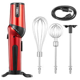 Hand Mixer The Most Portable Electric Egg Beaters, Adjustable Head for Whisk/Beat/Mix with 2 Speed, USB Rechargeable, Cordless Handy Mixer with 3 Attachments, Red/Black