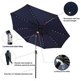 C-Hopetree 9' Solar LED Lighted Outside Patio Market Umbrella for Outdoor Table Balcony Garden Deck Poolside with Tilt, Navy Blue