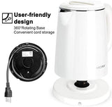 Secura Stainless Steel Double Wall Electric Kettle Water Heater for Tea Coffee w/Auto Shut-Off and Boil-Dry Protection, 1.0L (Black)