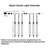 Cascade Invin LED Meteor Shower Lights, Falling Rain Lights, Christmas Lights 30cm 8 Tube 144 LEDs, Falling Rain Drop Icicle String Lights for Christmas Tree Halloween Decoration Holiday Party Wedding (White)