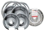 Range Kleen Style D Heavy Duty Chrome 4-Pack Drip Pans with Trim Rings AND 8 Foil Burner Liners…