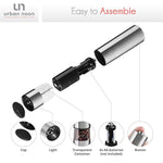 Electric Salt and Pepper Grinder Set - Battery Operated Stainless Steel Mill with Light (Pack of 2 Mills) - Electronic Adjustable Shakers - Ceramic Grinders - Automatic One Handed Operation