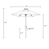 C-Hopetree 9ft LED Lighted Solar Outdoor Patio Market Umbrella for Balcony Table Deck Garden Shade or Pool with Tilt, Beige